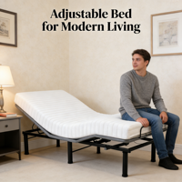 Cadre de lit électrique pliable durable avec télécommande sans fil, inclinable, hauteur réglable, tête/pieds antidérapants, pour chambre, hôtel, école