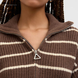 Pull cardigan en polaire pour femme, 100% cachemire pur, hiver, respirant, vintage, chaud, col rabattu, fermeture éclair, tricot épais - Product Image 4