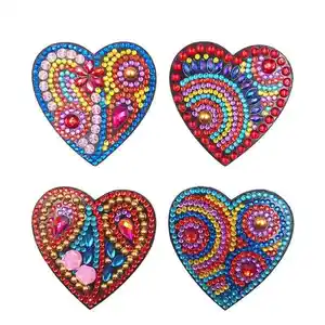 4pcs Diamond Painting Fridge Magnet DIY Full Drill Special Shaped Heart Diamond Embroidery Cross Stitch Fridge Magnet XMAS Gifts