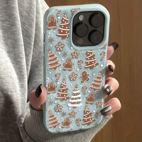 Coque de téléphone 3D plissée antichoc motif sapin de Noël, flocon de neige et bonhomme en pain d'épices pour iPhone 17 16 15 Pro Max – Vente en gros