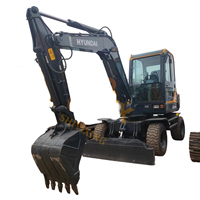 Mini-excavatrice sur pneus d'occasion HYUNDAI 60W-7 6 tonnes, d'origine coréenne, fiable, bon prix, haute qualité, pour l'extraction aurifère, CE EPA TIER4 ROPS