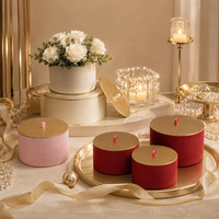 Boîte à fleurs ronde en velours de haute qualité personnalisée OEM avec couvercle doré, boîte cadeau ronde en velours pour fleurs, boîte ronde en velours pour roses
