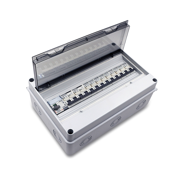 Transparent Grey Cover 15 Way Circuit Breaker Distribution Box IP65 Waterproof Outdoor MCB Connecting Box