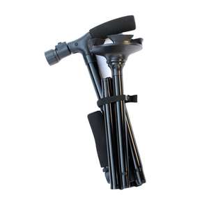 Bastón plegable de aleación de aluminio negro con luz LED y doble mango para personas mayores, bastón para caminar, bastón de senderismo - Product Image 2