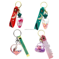 Porte-clés en acrylique en forme de radis 3D mignon avec liquide flottant, nouveauté pour fille, vente en gros, avec sangle en PVC et clochette décorative