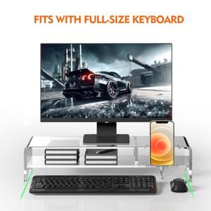 Supporto per Monitor in Acrilico, Mensola per Stampante e Laptop, Porta Telefono, Organizzatore da Scrivania, Espositore per Schermo - Product Image 2