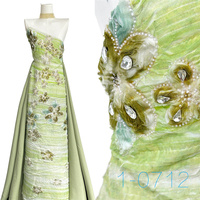Tissu de dentelle nigériane brodée vert pur de qualité supérieure, tulle à sequins avec perles, tissu simple pour robe de mariée, tissu de dentelle diamant