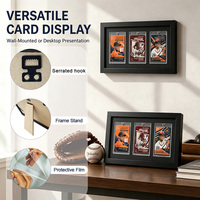 Cadre d'affichage pour cartes à collectionner en bois noir, à fixer au mur et à poser sur un bureau, pour 3 cartes de sport ou de jeu