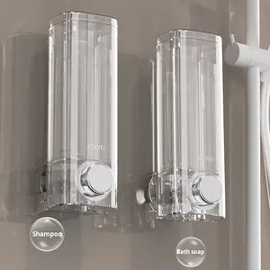 <span class=keywords><strong>Distributeur</strong></span> de savon mural carré en plastique sans perçage pour <span class=keywords><strong>gel</strong></span> <span class=keywords><strong>douche</strong></span> et shampoing, fixation par <span class=keywords><strong>ventouse</strong></span>, forme carrée - Product Image 5