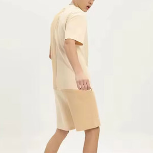 Ensemble chemise et short pour homme, coupe ajustée, respirant, tricoté, 100% coton, tissu à séchage rapide, tenue confortable pour un style décontracté, streetwear, été - Product Image 3