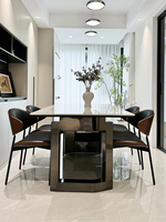 2025 nouveau Style verre Table à manger Style italien minimaliste petit appartement ménage lumière luxe haut de gamme moderne en acier inoxydable