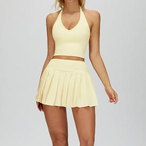 Custom <span class=keywords><strong>2</strong></span>-delige logo sport set voor dames: crop top en tennisrok (groothandel) - Product Image 1