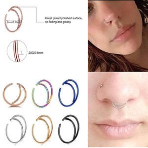 Anillos de Nariz Multiusos Sin Perforación, Anillos Personalizados de Acero Inoxidable para <span class=keywords><strong>Labio</strong></span>, Hélix, Cartílago de la Oreja, Anillo de Nariz con Forma de Luna - Product Image 3