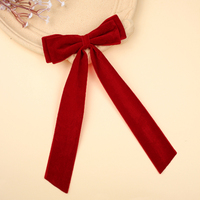 Nœuds de marin en velours à longue traîne pour filles, pinces à cheveux double couche en velours rouge pour Noël, nœuds d'hiver à longue traîne pour femmes