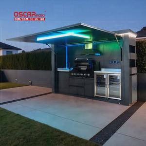 Dapur BBQ Luar Ruangan Desain Modern dari Baja Anti Karat Tahan Cuaca dengan Gudang Pendingin Anggur, Cocok untuk Teras, Balkon, dan Taman - Product Image 1