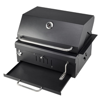 Gril à charbon de bois pliable en acier inoxydable pour l'extérieur avec montage facile et surface de cuisson de 64x46cm pour barbecue et pâtisserie