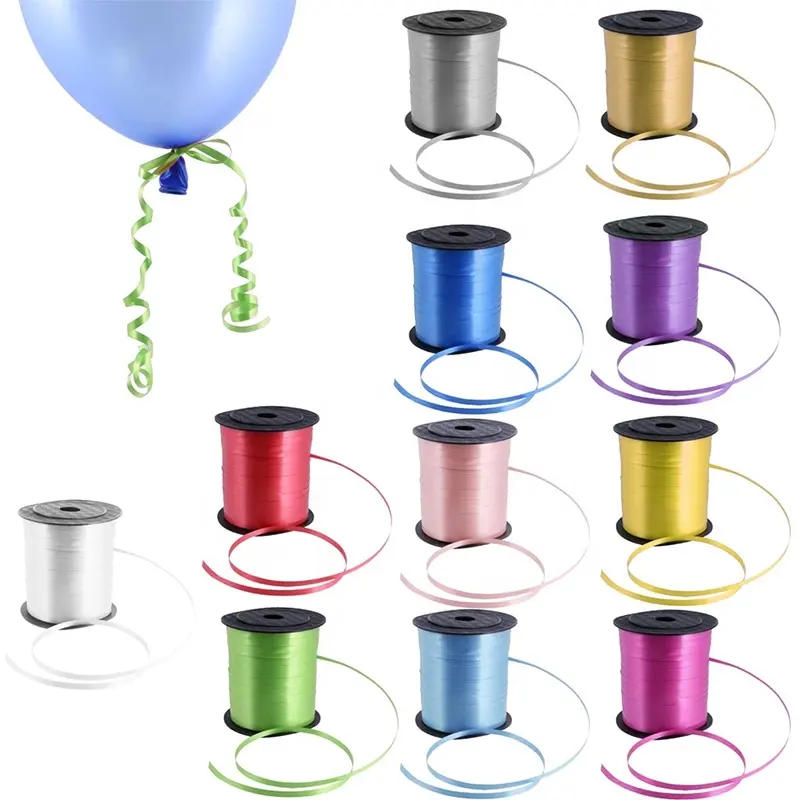 Wholesale 0.5cmx220m Multi Color Plastic Curling Balloon Ribbon For Gift Box Packing Decor