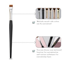 URKUNET - Pinceaux de Maquillage Fins Angulés pour Teinture, Logo Personnalisé Marque Privée, Pinceau Plat pour Sourcils, Eyeliner, Anti-cernes et Teinture de Sourcils
