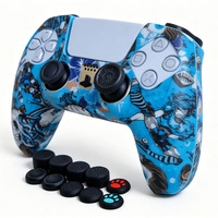 Coque en silicone pour manette PS5, protection par transfert d'eau, capuchons de joystick, accessoires pour console de jeu