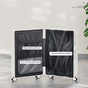 Valise de voyage à roulettes classique de qualité supérieure 20/22/24/26/28 pouces avec support pour téléphone, porte-bouteille, design avec crochet - Product Image 3