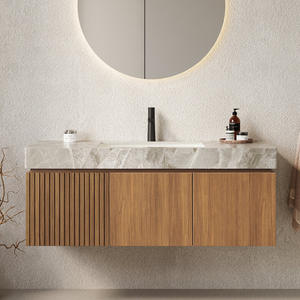 Oferta Especial: Gabinete de Baño Flotante con Espejo Montado en Pared de Madera Contrachapada - Product Image 1