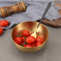 Bol en acier inoxydable 304, argenté et doré, de qualité alimentaire coréenne, pour nouilles, salades, œufs, riz et soupes