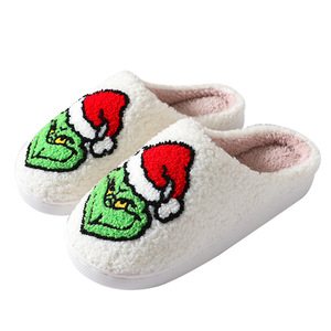 Chaussons d'hiver en coton pour hommes et femmes, motif <span class=keywords><strong>Grinch</strong></span> mignon, confortables pour la maison, respirants et chauds - Product Image 5