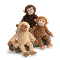 Jouet en peluche singe brun couché souriant, conception personnalisée OEM ODM, usine CE CPC