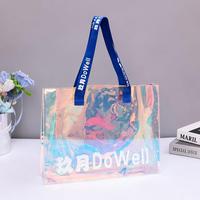 Sacs fourre-tout en PVC transparent holographique de grande taille, personnalisés avec logo, de haute qualité, en gros
