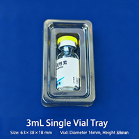 Vente en gros d'usine en stock : Insert de blister pour flacon de 3 ml et 10 ml, boîtier d'emballage intérieur en plastique PVC pour flacon en verre