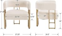Fauteuil d'appoint au design moderne en forme de baril avec pieds en métal doré et revêtement en velours doux pour salon, bureau et zones de réception