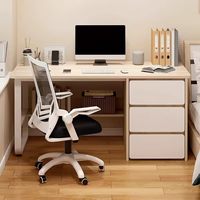 Bureau d'étude pour étudiant, bureau d'ordinateur, poste de travail, bureau de direction simple blanc avec tiroirs, table de bureau