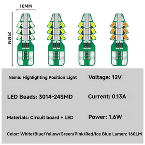 Ydnew bóng đèn 3014 194 12V 24smd bóng đèn đuôi nêm bên hông xe hơi 168 <span class=keywords><strong>T10</strong></span> W5W đèn CANBUS đèn biển số xe ô tô đỗ xe ô tô - Product Image 2