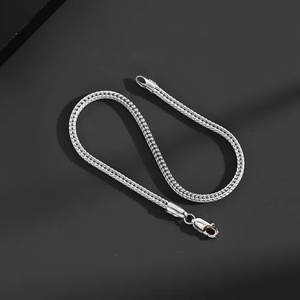 S925 argento Sterling Fox <span class=keywords><strong>bracciale</strong></span> di coda per gli uomini/le donne/i bambini Hip-Hop intrecciato a catena in stile semplice oro Fine coppie - Product Image 2