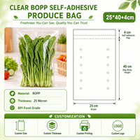 Op maat gemaakte transparante anti-condens BOPP zakken met zelfklevende sluiting voor vers product, groenten, sla, fruit en salade verpakkingen