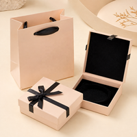 Boîte d'emballage personnalisée pour bijoux, boîte cadeau en papier pour bijoux avec ruban, boîte pour bague, boucles d'oreilles, collier, vente en gros