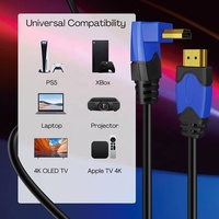 Câble coaxial plaqué or à angle droit 90 degrés, mâle-mâle, haute vitesse, gaine PVC tressée, pour moniteur 4K 120Hz/8K 60Hz, ordinateur, projecteur