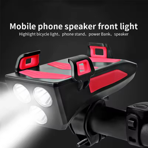 Nouveau quatre en un USB Rechargeable phare haut-parleur support pour téléphone batterie externe 4000MAH ABS nuit équitation vélo <span class=keywords><strong>avant</strong></span> LED lumière de vélo - Product Image 4