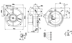 Ventilateur centrifuge industriel ebmpapst G1G144-AE13-50 144 mm 24V DC 2.5A 51W avec roulement à billes IP00 - Product Image 4