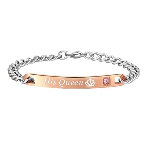 Offre Spéciale Accessoires Couple Bracelet Diamant Noir Géométrique Main Alliage Plaqué Or Bijoux WISH's Charm Couple Bracelet - Product Image 2