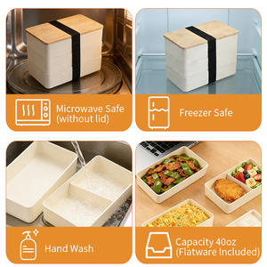 Boîte à lunch en <span class=keywords><strong>bambou</strong></span> à trois étages de style minimaliste personnalisée en gros avec une grande capacité, boîte à bento étanche - Product Image 5