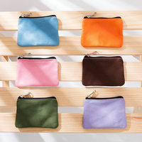 Dompet Koin Mini Lucu dari Kanvas Katun dengan Resleting, Tempat Penyimpanan Kecil untuk Anak Perempuan, Wanita, Pria