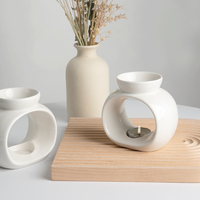 Diffuseur d'huiles essentielles en céramique blanc pour bougies chauffe-plat, brûleur d'arômes pour yoga et spa