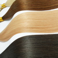 Extensiones de Cabello Humano Rubio con Trama Cosida a Mano para Cabello Fino, Sin Volumen, Sin Pegamento, 100% Cabello Remy, Hechas a Mano con Precisión