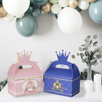 12 Pcs Princess Party Goodies Boxes-Décorations de pignon avec poignée Château Sac de transport pour bonbons Popcorn et petits jouets