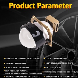 Sanvi New Arrival 58W Gold F50 Bi <b>LED</b> <b>Projector</b> Lens Headlight High Beam 6000K Color Temperature Universal Fitment 3 Series - Product Image 2