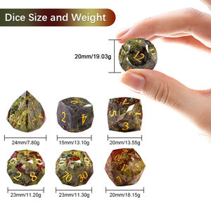 7 pièces personnalisé mdn polyédrique D20 jeu de dés Unique Dragon sang pierre naturelle verre matériel pour donjons Dragons jeu de société - Product Image 3