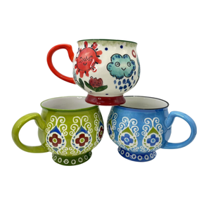 Vente en gros de tasses en céramique de style indien avec pierres précieuses, grande capacité de 550 ml (18 oz), peintes à la main, pour le petit-déjeuner, pour l'eau - Product Image 3