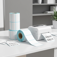 Étiquette autocollante Papier d'étiquette thermique directe Étiquette thermique vierge Rouleau d'étiquettes pour épicerie et supermarché