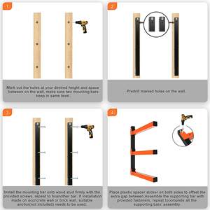 3-Level <b>Wall</b> Mount Wood <b>Storage</b> System Lumber <b>Storage</b> Rack Organizer - Product Image 4